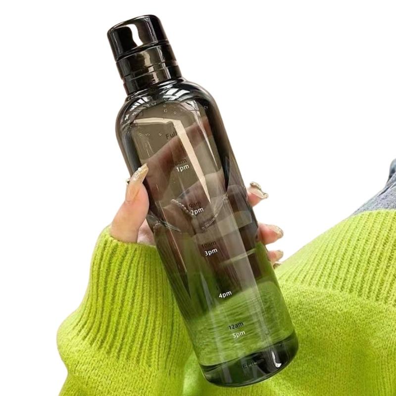 

New Round Large-capacity Water Cup Summer Cold Kettle Student High-value Portable Water Cup Transparent Scale Beverage Cup 0.5L чёрный