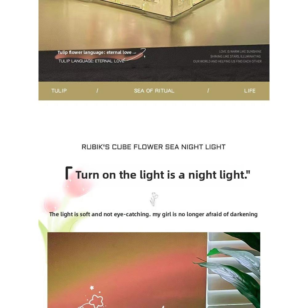 Tulip Night Light Girl Gift for Girlfriend DIY Material Handmade Flower Sea
