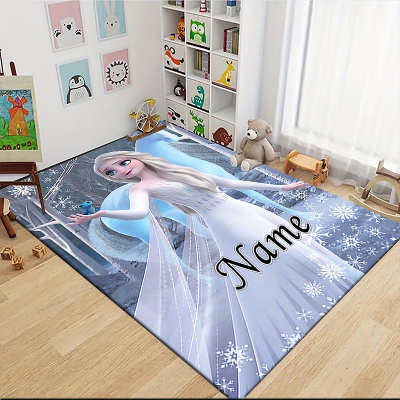 Custom Name Elsa's Magical Frost Carpet Rug Customizable Soft Washable Anti-Slip Home Living Room Sofa Mats Personalized Rug. 0909278