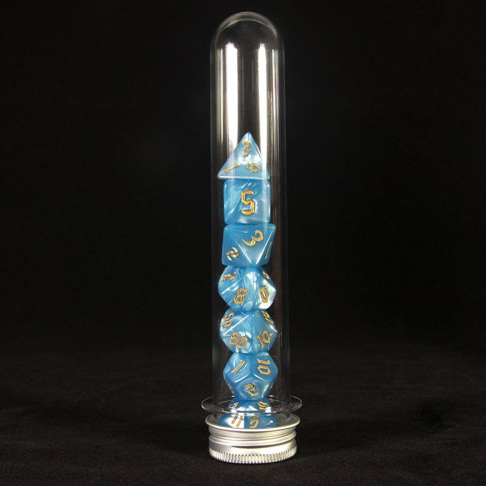 7pcs Polyhedral Marble Dice Set with Tube for Dnd Rpg Role Playing Funny Party Board Game