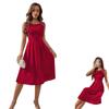 New Women's Slim Fit Round Neck Beaded Sleeveless Princess Dress S-XL