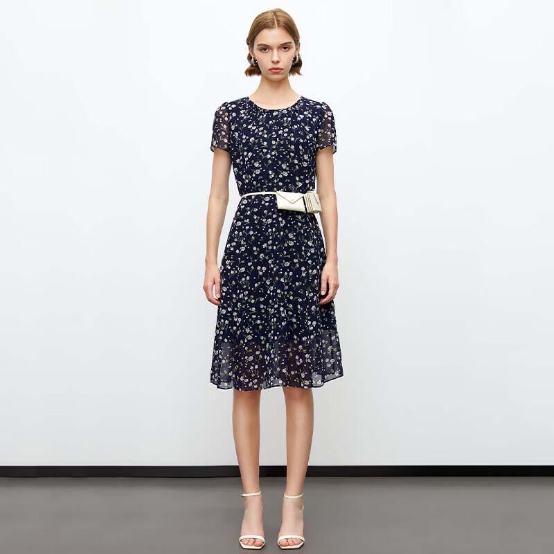 JESSIE Elegant Printed Short Sleeve Slim Dress