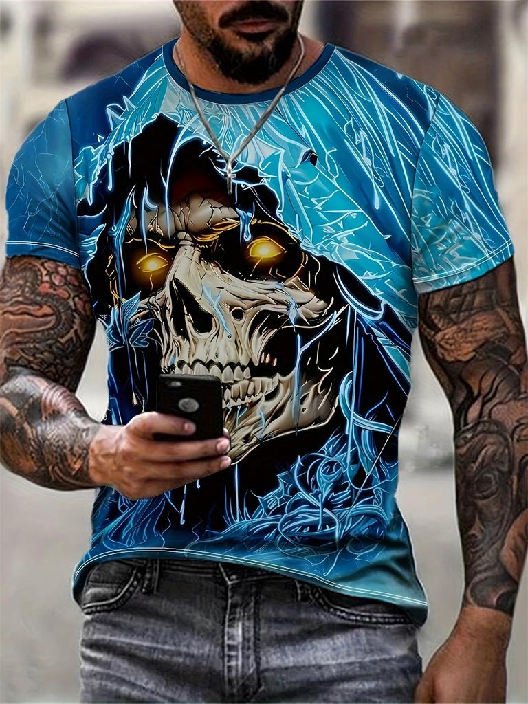 Unisex's Clothing Skeleton Graphic Print T-shirt Oversized T Shirt Unisex Summer Spring Oversized Punk Style Short Sleeve Outdoor Top