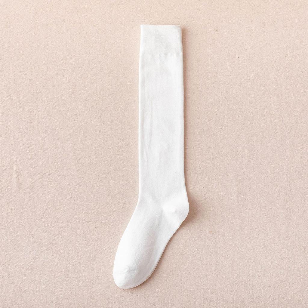 Women's Korean-Style Knee-High Black and White Slimming Cotton Socks