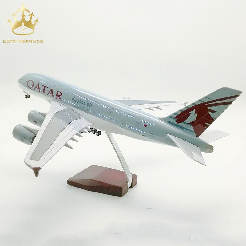 Airbus A380 Qatar Airways Voice Controlled LED Lighting Simulation Civil Aircraft Model Airplane Model Airplane Model Gift