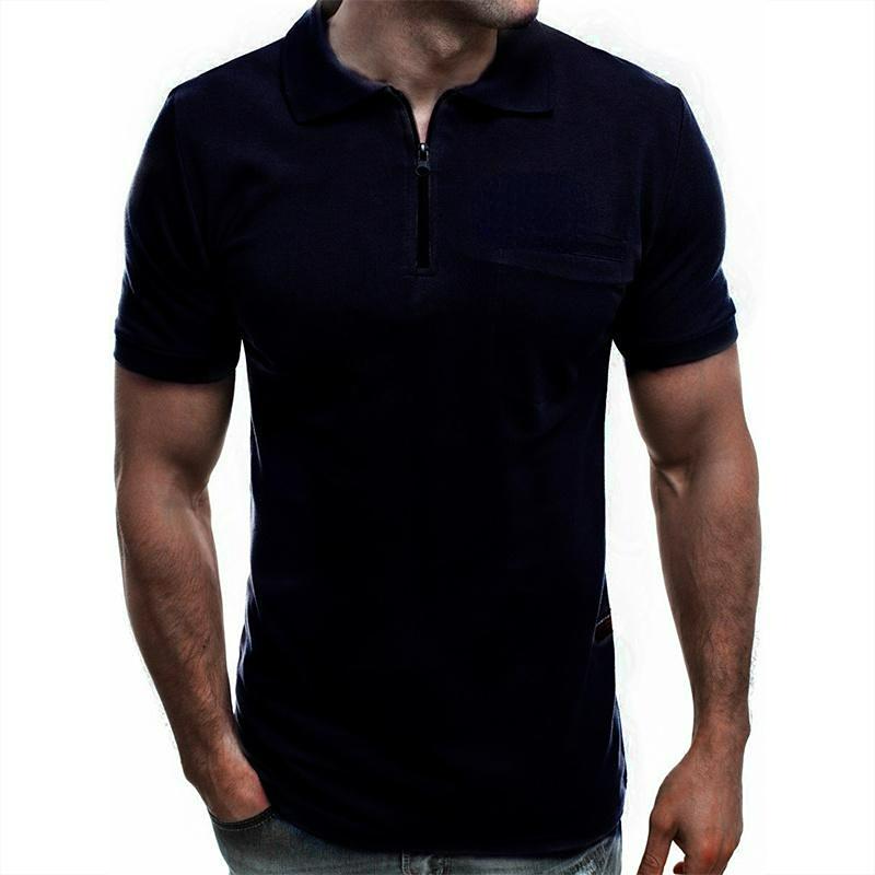 Nové pánské jednobarevné tričko pro volný čas Tričko s krátkým rukávem POLO Shirt Men