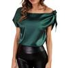 Modny i seksowny damski jednolity kolor satynowy sweter na jedno ramię bez rękawów