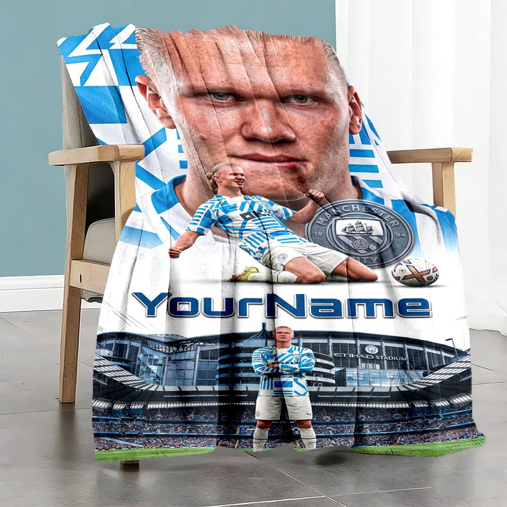 Haaland Customize Your Name Blanket Multi-purpose Personalized Blanket Comfortable Perfect for Bedding Seaside Chair Home Decor Ideal for All Seasons