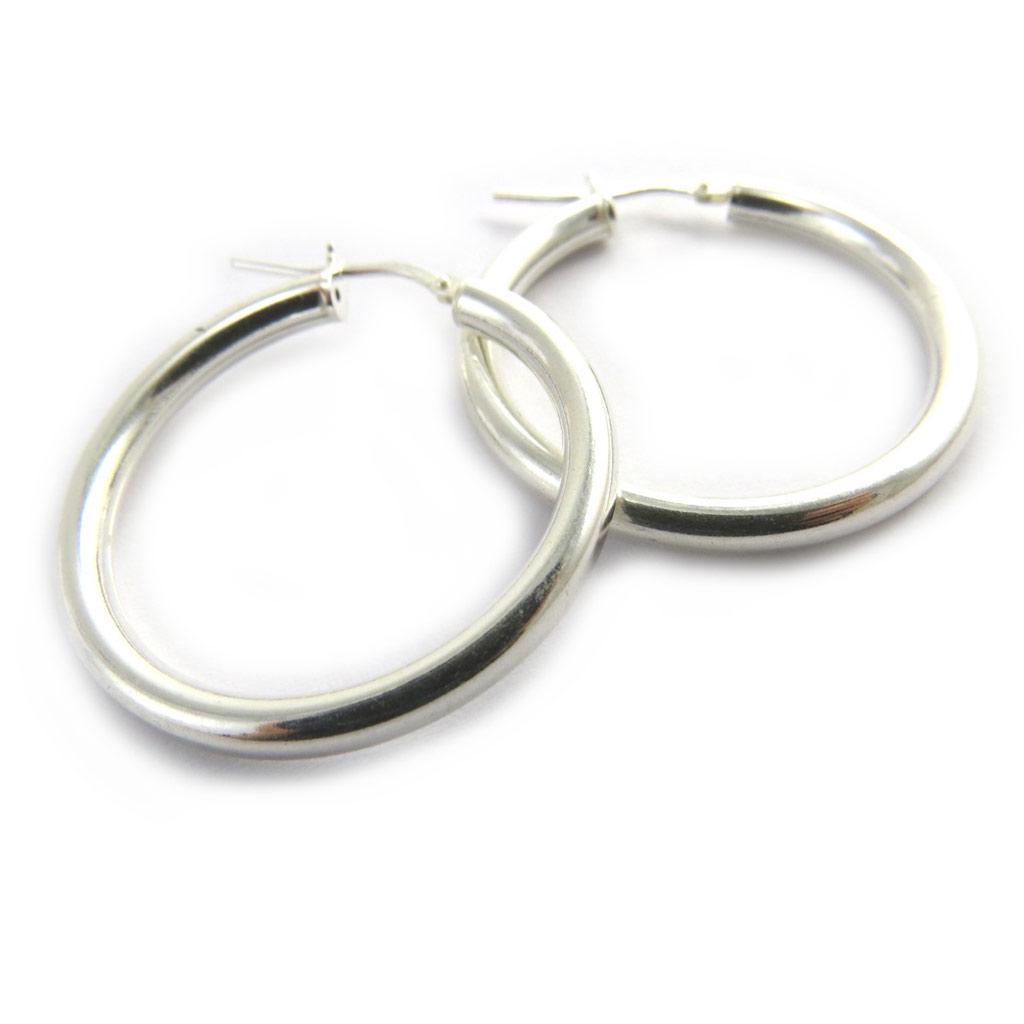 Les Trésors De Lily [M8916] - Silver Hoop Earrings 'Choréographie' Silver (rhodium-plated) - 30x3 Mm