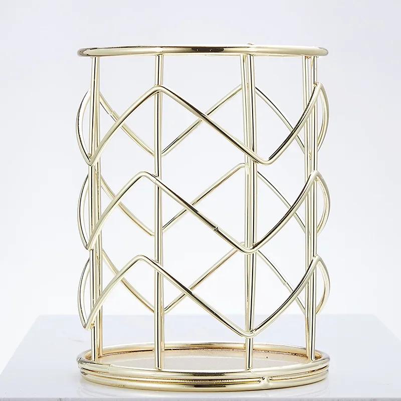 Gold Pen Holder Large Capacity Pen Container Cosmetic Brush Storage Desk Organizer Stationery Desk Accessories School Supplies