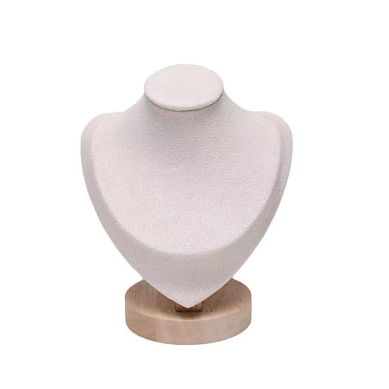 Solid Wood Velvet Jewelry Display Stand for Necklaces and Pendants