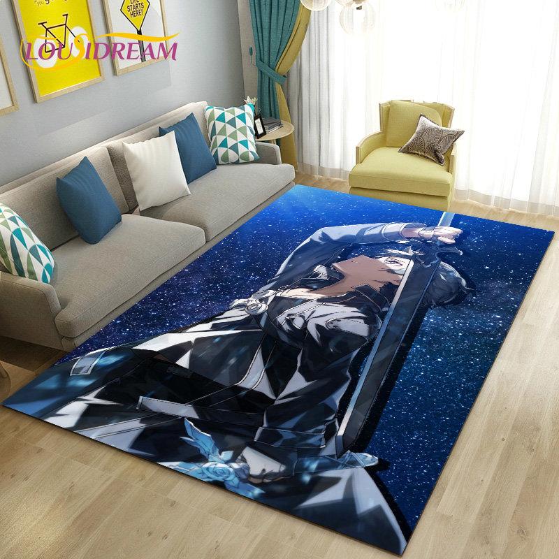 SAO Sword Art Online Anime Area Rug Large,Carpet Rug for Living Room Bedroom Sofa Doormat Decoration, Non-slip Floor Mat Cover