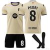 Tieners Kinderen Volwassenen Gepersonaliseerde Naam Voetbaltenues 25/26 Barça Uit #8 PEDRI Sport Trainingsshirt Set met Sokken