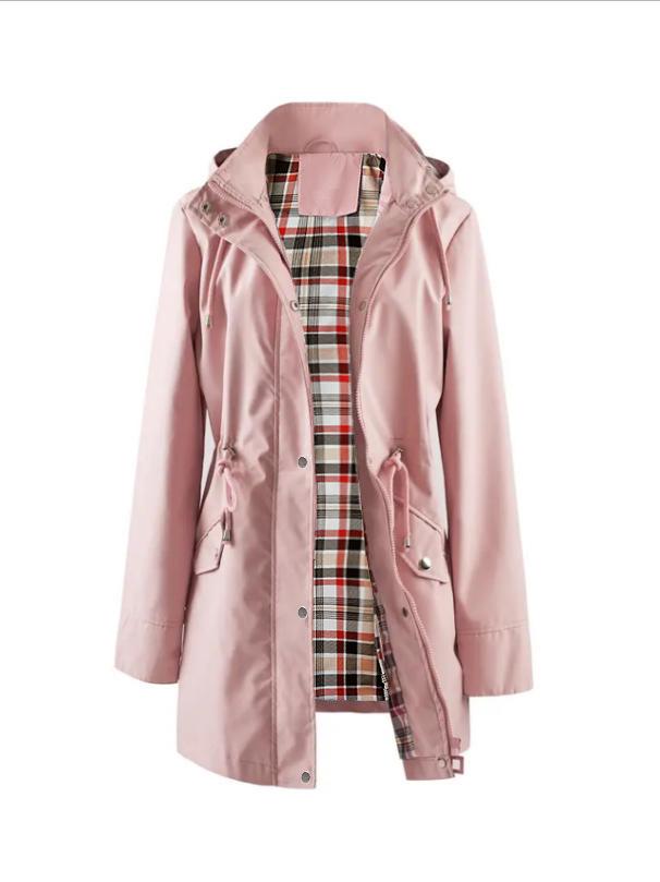New Women's Water-Repellent Trench Coat with Plaid Lining - High-Quality Jacket