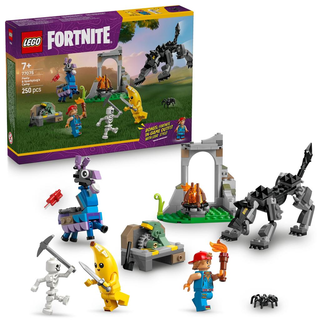 LEGO Fortnite Peely and Sparkplug Campsite Toy - Birthday Present - Building Blocks - Boys, Girls, Children Ages 7, 8, 9 - Elementary School Students