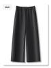 2024 Women's Bestseller Grey Wool Wide-Leg Cropped Pants for Autumn/Winter