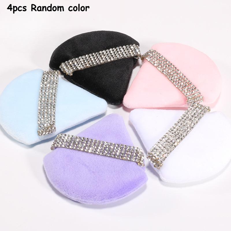 

4pcs Luxury Diamond Triangle Powder Puff-Setting Powder Puff for Loose Powder Body Powder Wet Dry Cosmetic Foundation Blender
