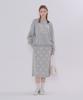 Metapeo Ribbon Print Elastic Waist Long Skirt Gray