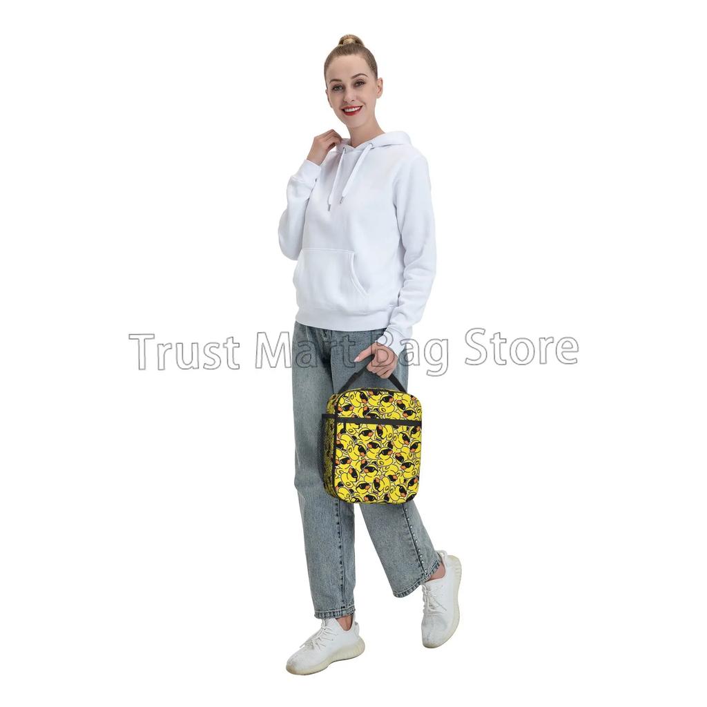 Borsa Pranzo Paperella di Gomma Gialla Cartoni Animati Anatre Riutilizzabile Borsa Termica Portapranzo per Lavoro Scuola Picnic Viaggio