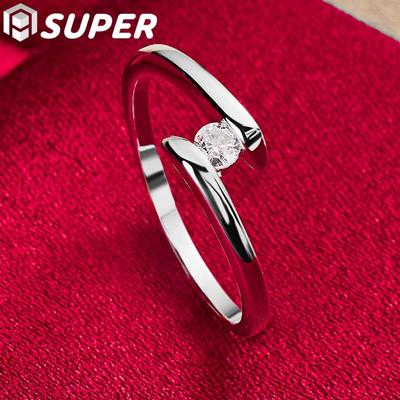925 Sterling Silber Einfacher AAA-Zirkon-Ring-Schmuck