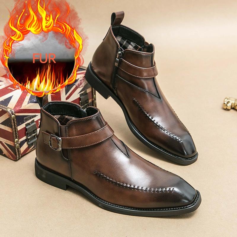 

Fashion Fashionable Soft and Comfortable Chelsea Boots Branded High Top Business Commuting Leather Shoes High-quality Mens Leather Boots 38