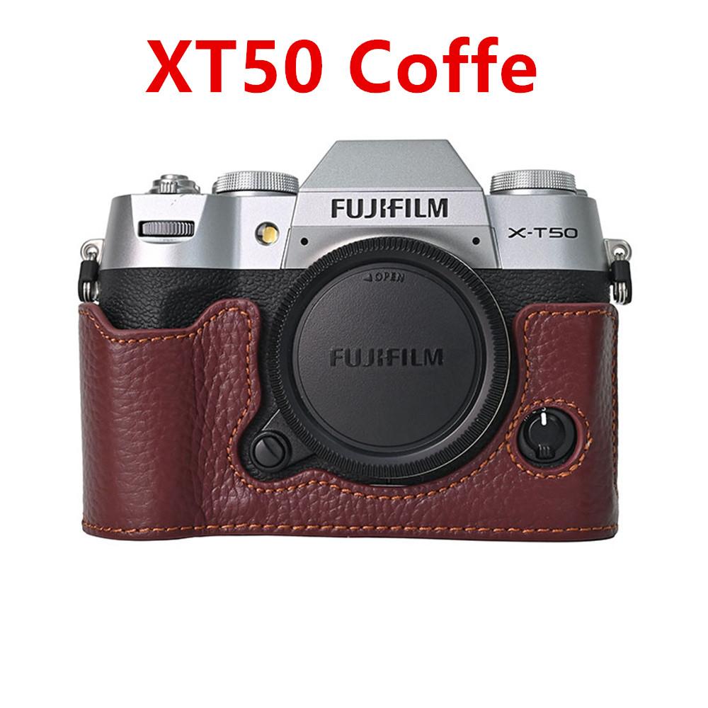 Halbkörperhülle aus echtem Leder für Fujifilm XE5 XT50 X100VI XHalf Fuji X-E5 X-T50 X-Half x100vi Untere Abdeckung mit Batterieöffnung