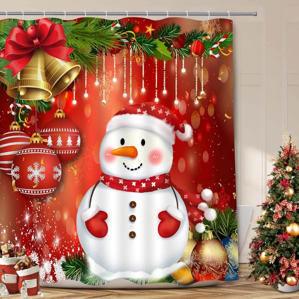

Christmas Shower Curtain Christmas Moose with Xmas Ornaments Balls Hanging from Horns Funny Noel Sketch Art Fabric Bathroom Deco 35x70in-90x180cm