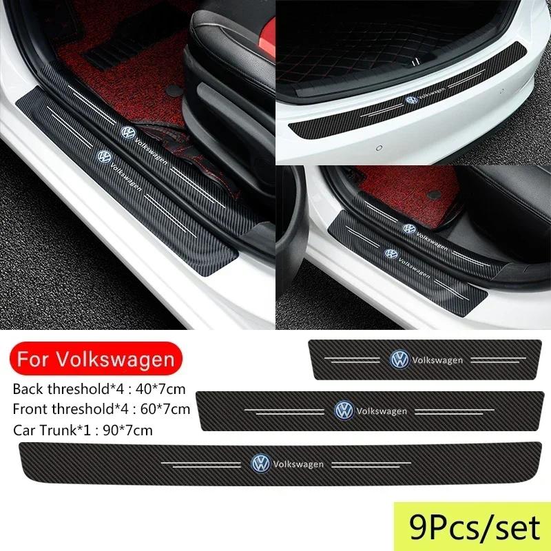 Hijk1 Car Door Sill Plate Sticker Anti-scratch Strip Trunk Protection Decals for VW Polo Golf Passat Touran Bora Beetle Jetta Tiguan