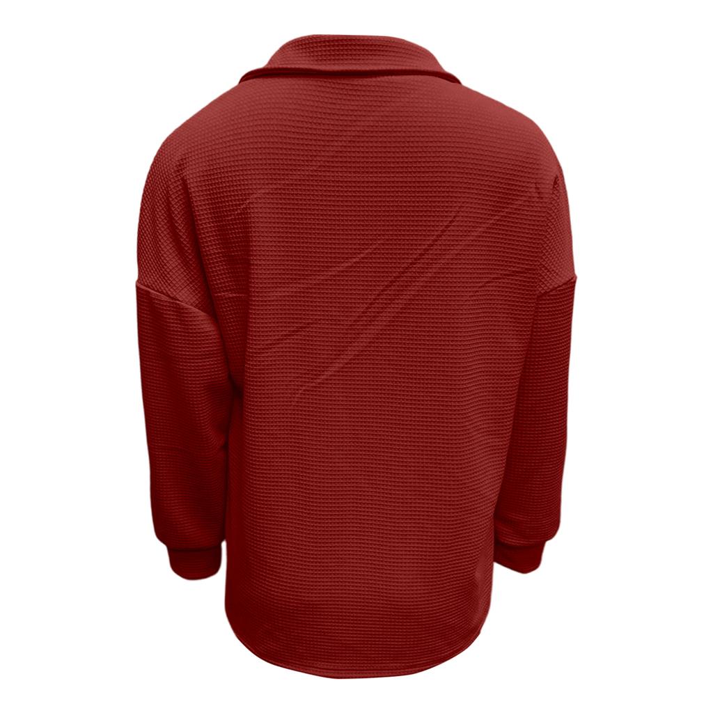 Damen V-Ausschnitt Knopfleiste Strick Einfarbig Lockerer Pullover Langarm Oberteil