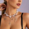 Cool Style Rhinestone & Faux Pearl Cross Layered Necklace