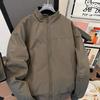 Unisex Korean Style Velvet-Thickened Pilot Jacket with Baseball Collar