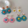 Colorful Raffia Flower Dangle Earrings - Summer Beach Vacation Style, European & American Fashion.