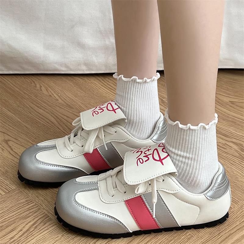 

2024 Spring/Summer Women s Colorblock Trainer Puff Shoes: Versatile Sporty Casual Flats 40 срібний