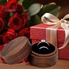 Ring Box Vintage Wooden Ring Storage Box Double Ring Display Case for Proposal Engagement Valentine Day