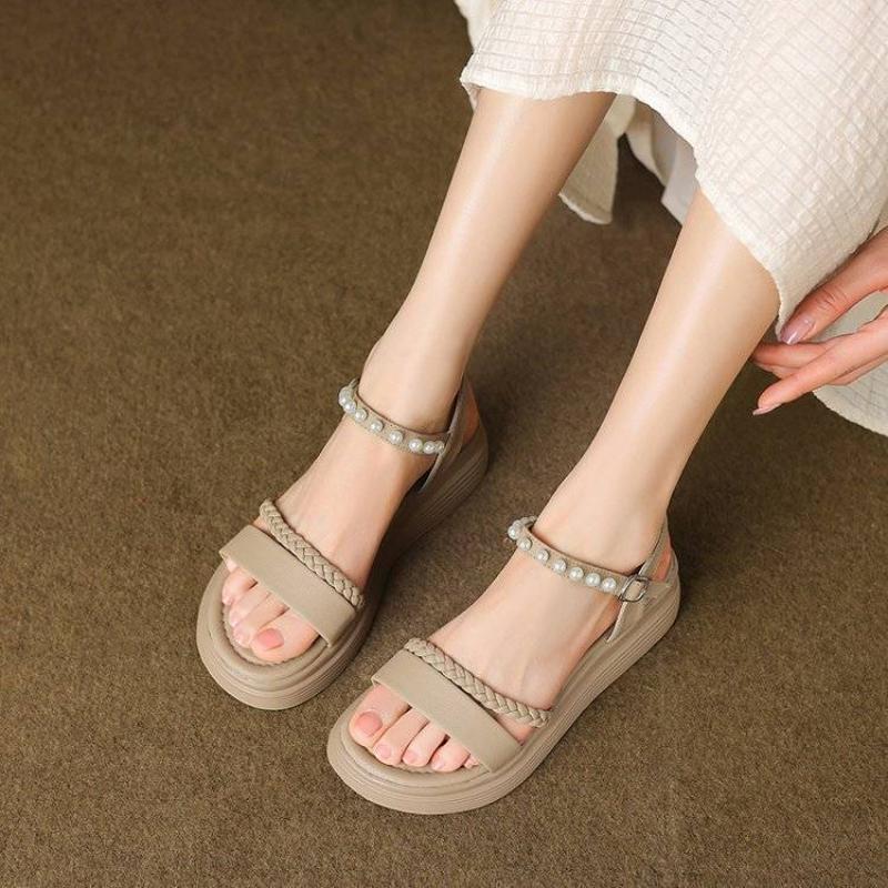 Sandals for Women Open Toe Platform Pearl Woman Shoes Daily Shoe Sales The Best Casual Sandal 2025 Luxury Low Price Designer Vip