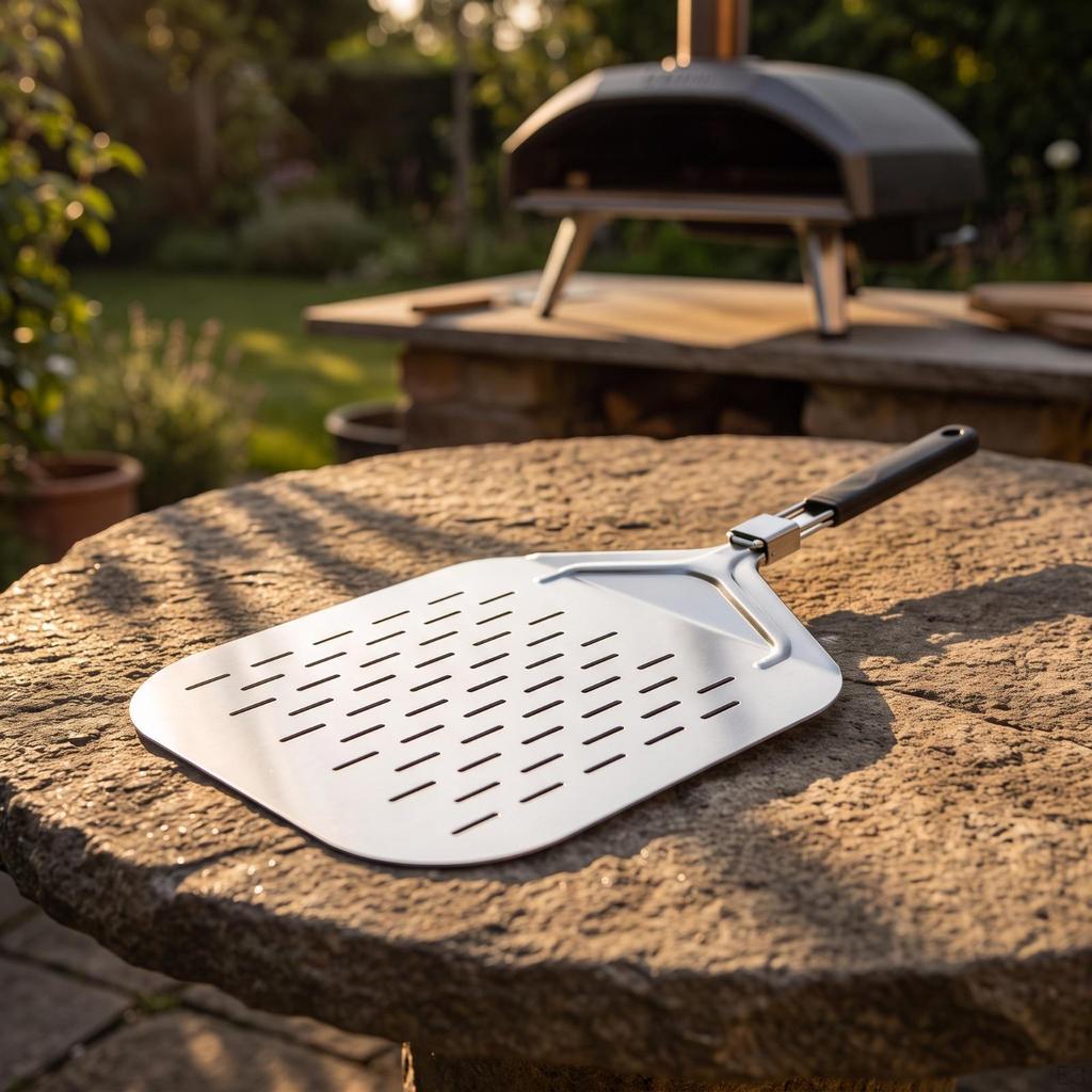 Pizza Peel with Folding Handle SpaceSaving Foldable for Home Cooks