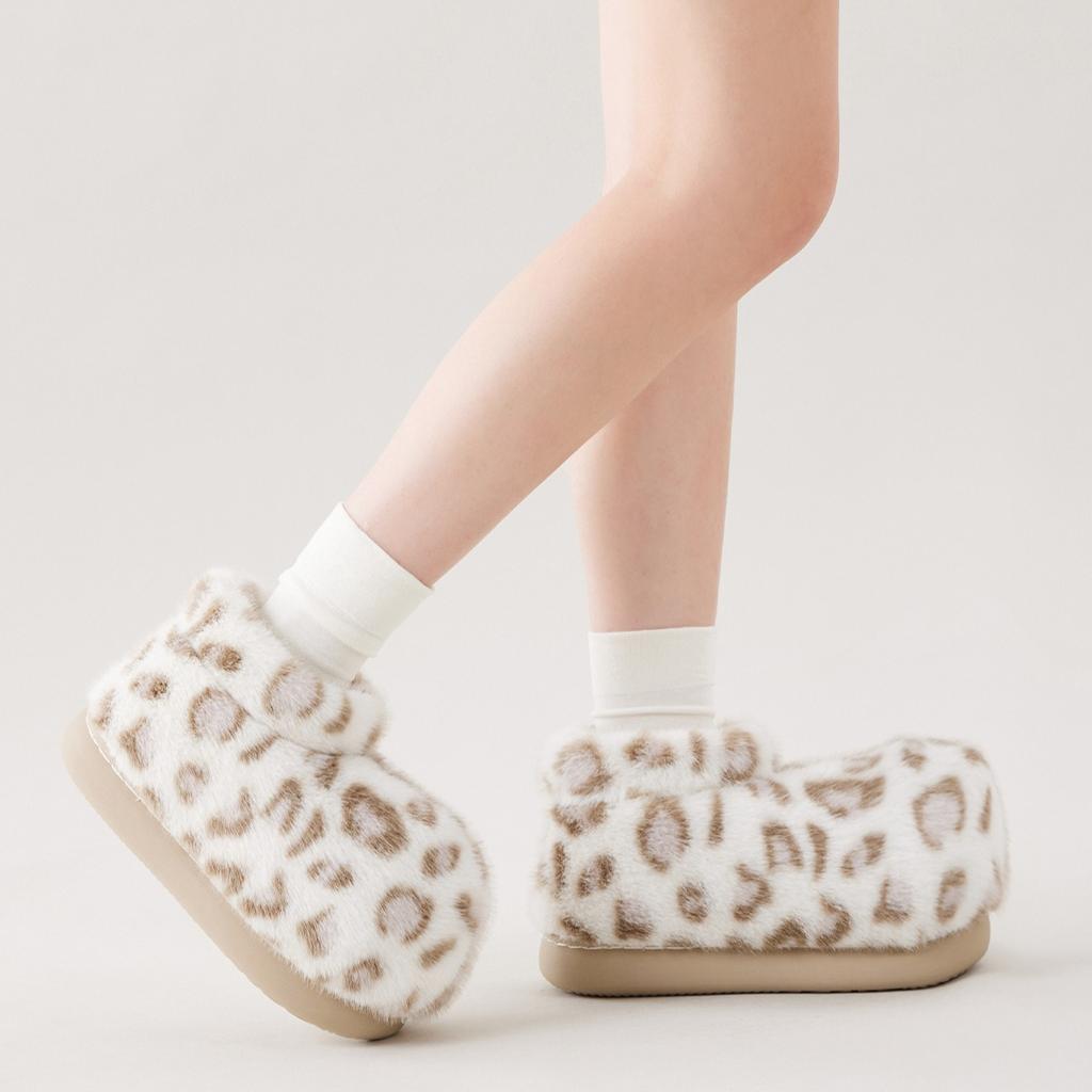 Women's Plush Boots Furry Fur Winter Ankle Boots With Faux Fur Lined for Women Warm Fluffy Mid-Calf Snow Boot Indoor Outdoot Booties House Shoes