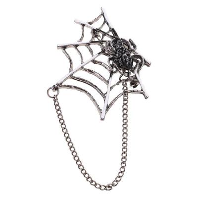 Spiders Net Lapel Pin with Chain for Jackets Hat Bag, Punk Spiders Net Brooches Pin Halloween =Jewelry for Men Women
