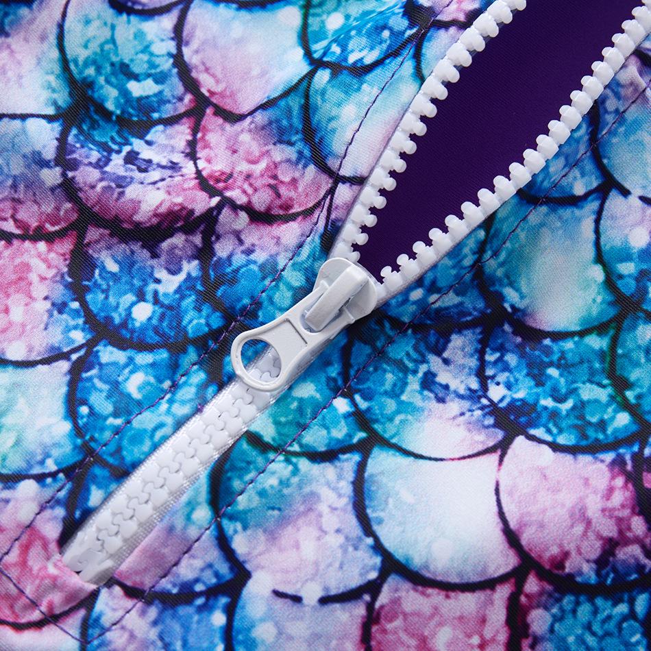 2025 Girls' Long Sleeve Fish Scale One-Piece Swimsuit with Sun Protection