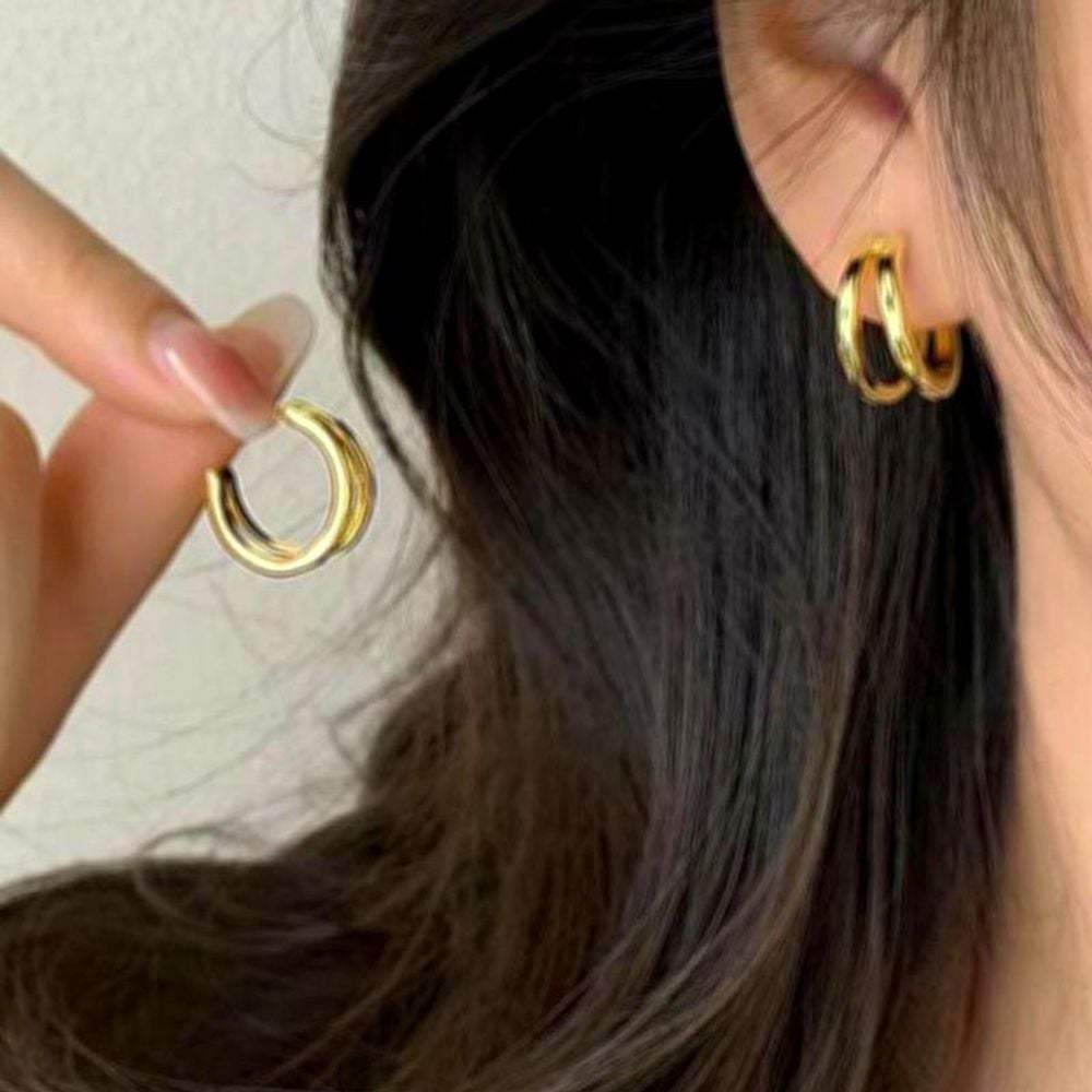 Layered Drop Daily Earrings, 2 Colors, Women's Accessories