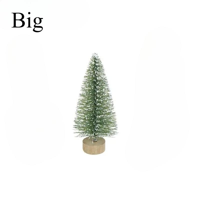 Mini Árvores de Natal Pinheiro Artificial Decoração de Mesa Topo de Neve Verde Escuro Prata Branco Base de Madeira Decoração de Festa de Natal Decoração