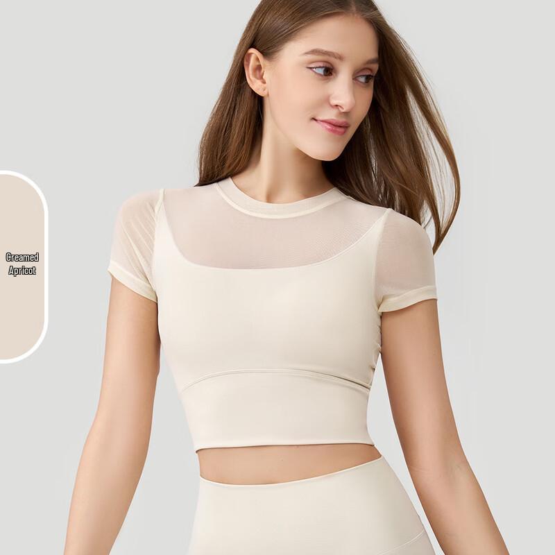 Women s Padded Short Sleeve Yoga & Fitness Top One Size