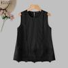 ZANZEA Women Elegant Casual Ruffled Sleeveless Lace Patchwork Tank Tops Tee