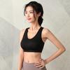 Women Wireless Cross Back Sports Bra Solid Strappy High-Impact Shockproof Running and Fitness Bra