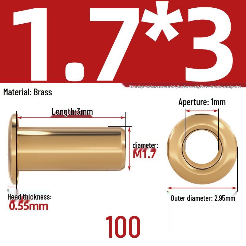 Pure Brass Hollow Rivets & Copper Eyelets Fasteners M1.3–M5