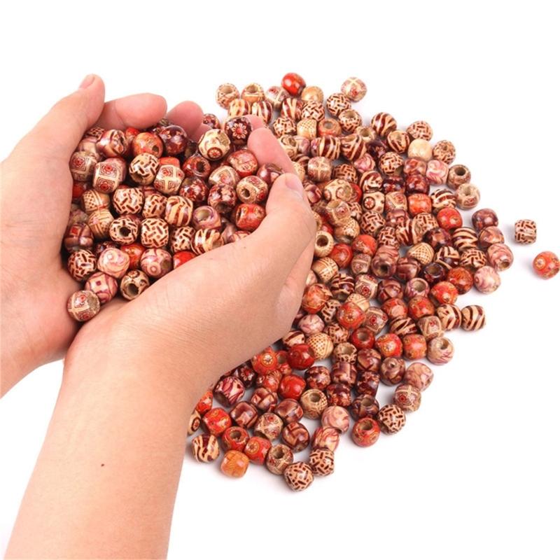 Wood Ethnic Large Hole Hair Beads Loose Hair Jewelry For Braid Dreadlock Bead Hair Clip Braid Braid Natural Bead