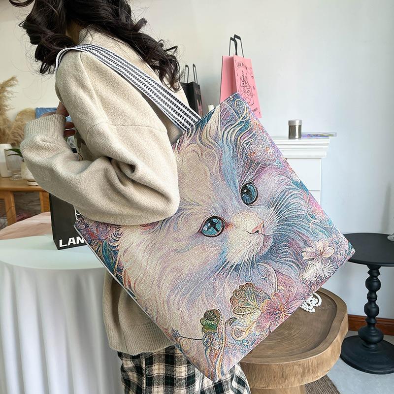 New large-capacity fitness portable short-distance travel bag women's environmentally friendly tote bag versatile shoulder casual canvas bag