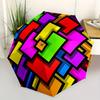 1pc Colorful Squares Automatic Opening/Closing Folding Umbrella with 108 Ribs, Plastic Handle, Windproof Portable Sunshade Umbrella Hallowee