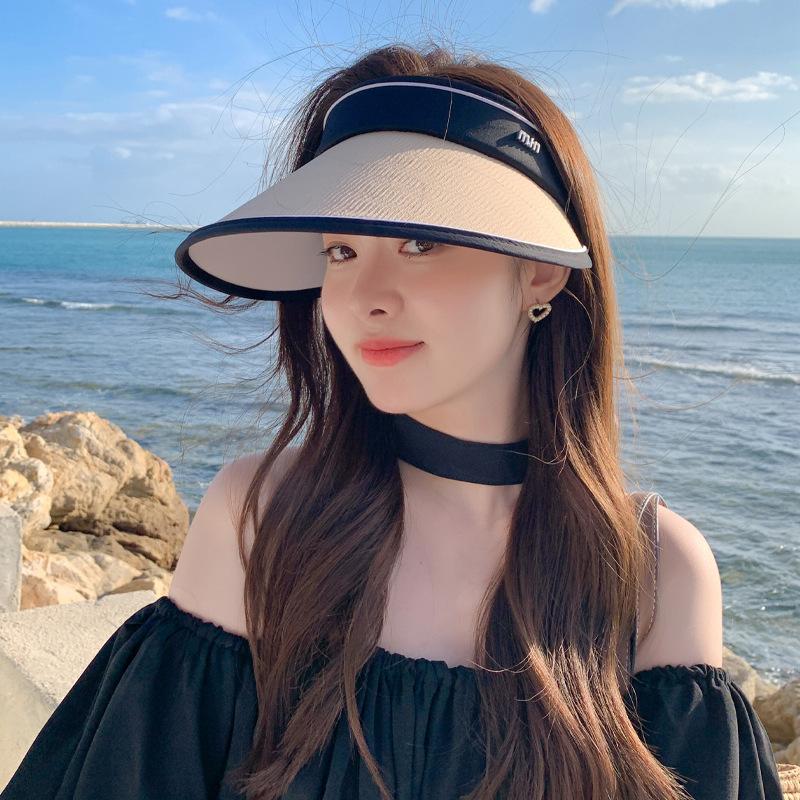 Women's Fashion Empty Top Shell Hat, Adjustable Cap, Sun Visor Hat, Sunshade Hat Sun Protection Wide Brim Buckets Hat Beach