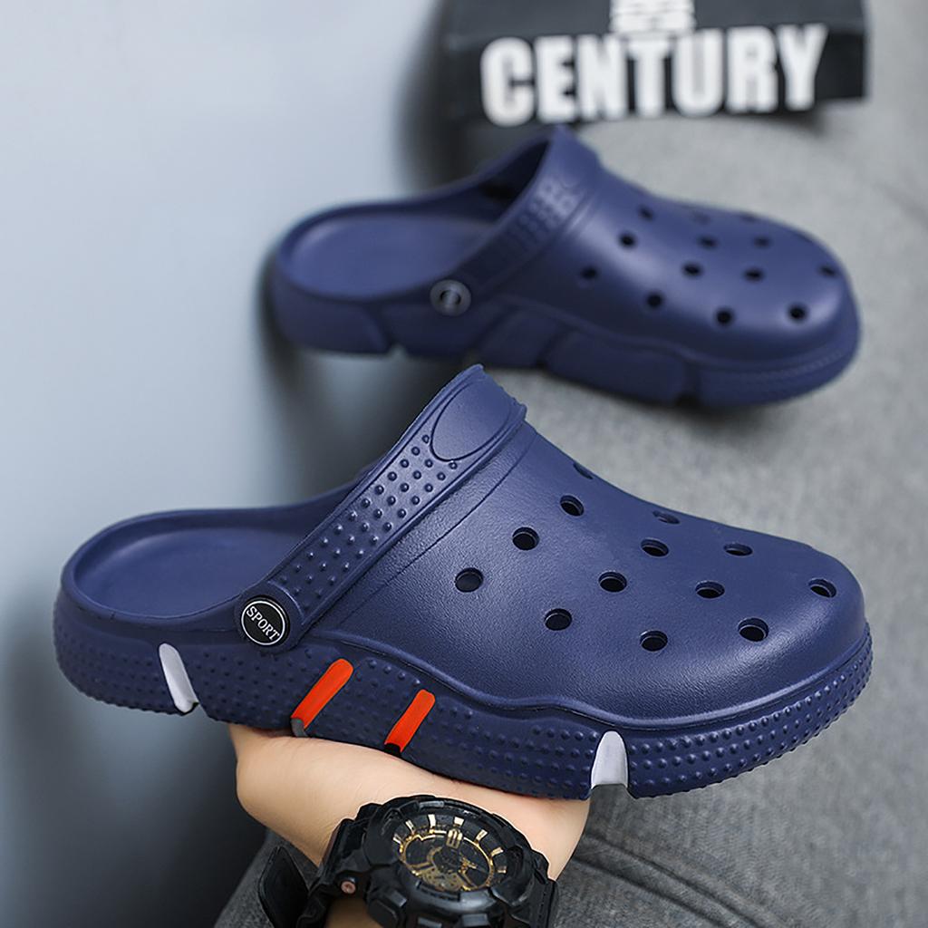 Große Größe Pantoletten Herren Trendige Gartenschuhe Eva Weiche Sohle Hohle Baotou Zehensandalen Sandalen für Herren Freizeit Strand Hausschuhe